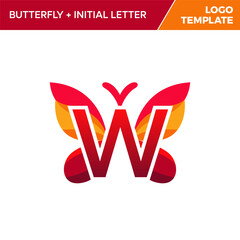 Letter W Butterfly Logo Template