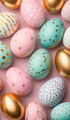 Obraz premium Pastel Colored Easter Eggs Pattern for Spring Holiday Decorations