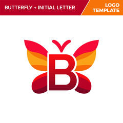 Letter B Butterfly Logo Template