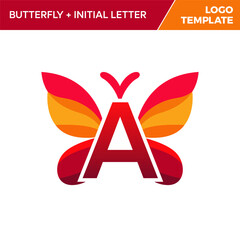 Letter A Butterfly Logo Template