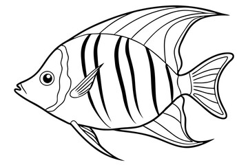 clownfish line art silhouette vector illustration