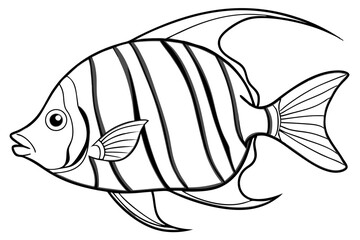 clownfish line art silhouette vector illustration