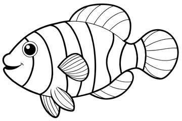 clownfish line art silhouette vector illustration