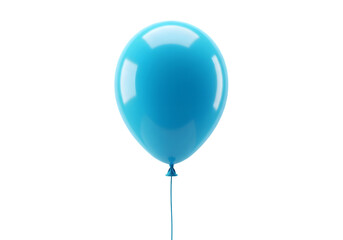 Vibrant Blue Helium Balloon Floating Isolated on PNG Background.