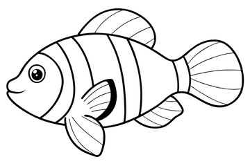 clownfish line art silhouette vector illustration