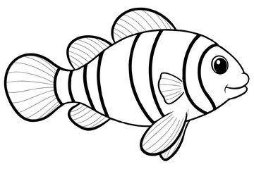 clownfish line art silhouette vector illustration