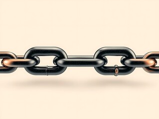 Obraz premium Black chain links with copper ends.