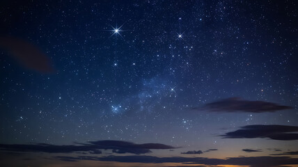 Starry night sky with clouds at twilight