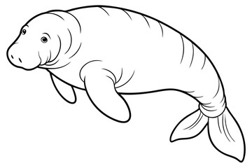 manatee line art silhouette vector illustration