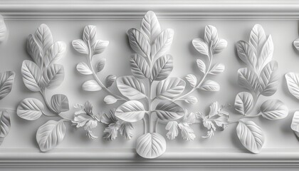 A white border with a design of leaves and flowers