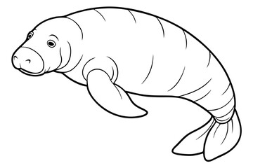 manatee line art silhouette vector illustration