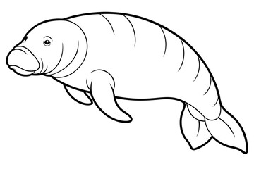 manatee line art silhouette vector illustration