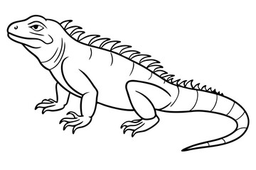 marine iguana line art silhouette vector illustration