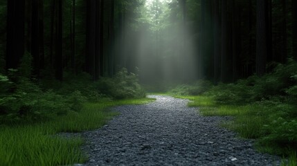 Fototapeta premium Mysterious forest path bathed in light