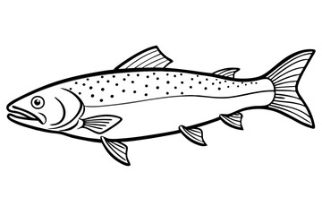 salmon line art silhouette vector illustration