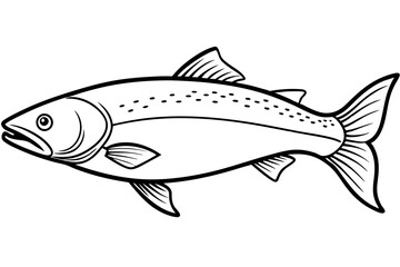 salmon line art silhouette vector illustration
