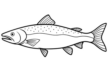 salmon line art silhouette vector illustration