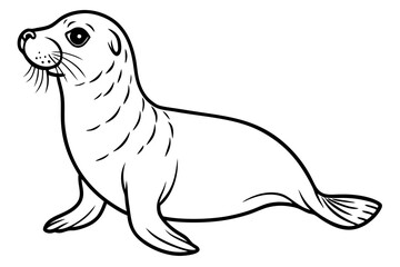 seal line art silhouette vector illustration