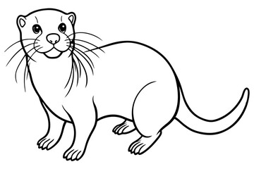 sea otter line art silhouette vector illustration