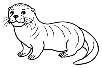 sea otter line art silhouette vector illustration