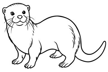sea otter line art silhouette vector illustration