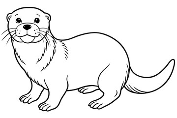 sea otter line art silhouette vector illustration