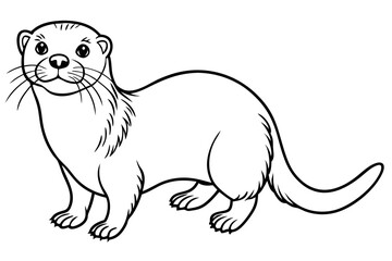 sea otter line art silhouette vector illustration