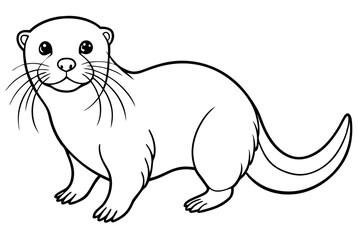 sea otter line art silhouette vector illustration