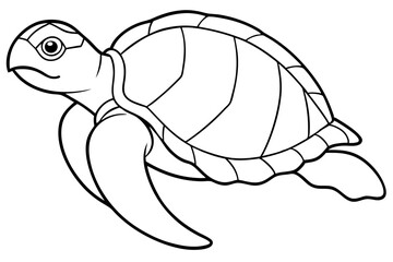 sea turtle line art silhouette vector illustration
