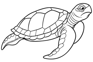 sea turtle line art silhouette vector illustration