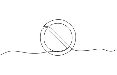 Obraz premium Prohibition sign in continuous line drawing style. Line art of the STOP symbol, Prohibition sign in one line drawing. One line drawing background.