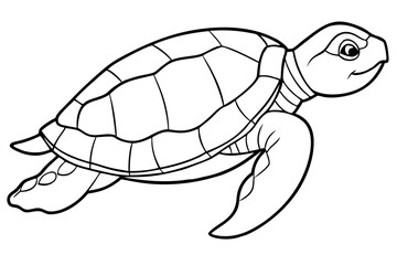sea turtle line art silhouette vector illustration