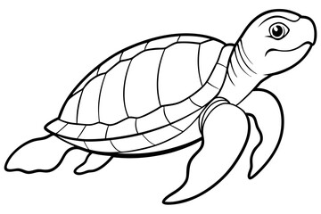 sea turtle line art silhouette vector illustration