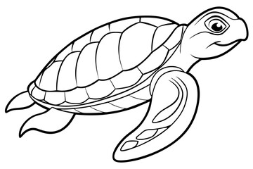 sea turtle line art silhouette vector illustration