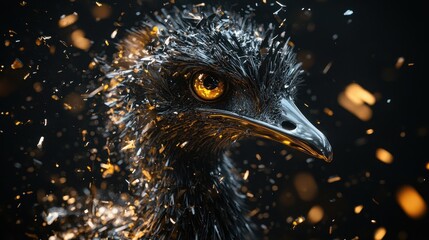 Fototapeta premium The Emu Bird Face Portrayed In A Dramatic And Artistic Manner