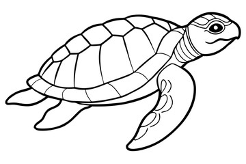 sea turtle line art silhouette vector illustration