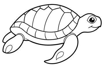 sea turtle line art silhouette vector illustration