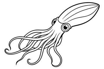 Fototapeta premium squid line art silhouette vector illustration