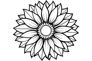 sunflower line art silhouette vector illustration