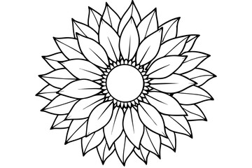 sunflower line art silhouette vector illustration