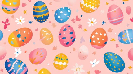 Vibrant Easter Celebration Background with Colorful Chaos and Eggs