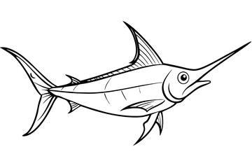 swordfish line art silhouette vector illustration