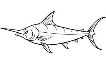 swordfish line art silhouette vector illustration