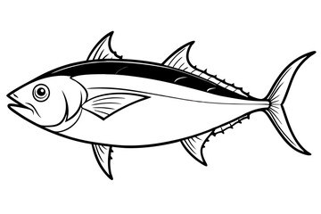 tuna fish line art silhouette vector illustration