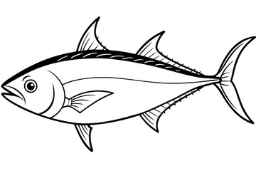 tuna fish line art silhouette vector illustration