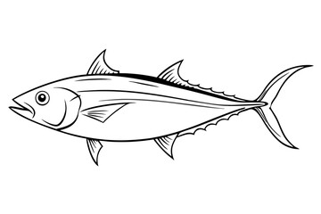 tuna fish line art silhouette vector illustration
