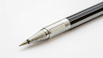Naklejka premium Black Ballpoint Pen on White Background