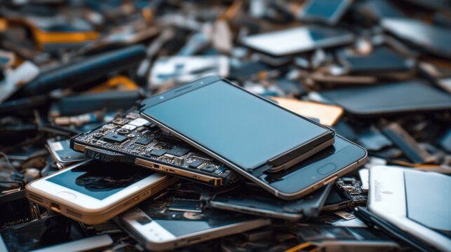 Heap of Old Mobile Phones Symbolizing Electronic Waste and Recycling Challenges