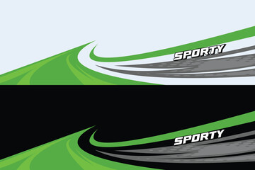 Vector sports car body wrap decal in white and black background in green color design decal car livery EPS 10