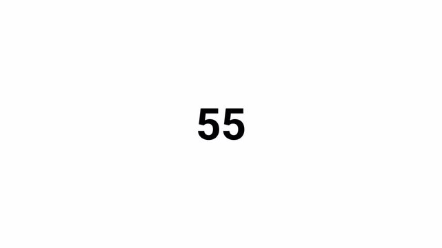 One minute countdown timer animation from 60 to 0 seconds on transparent background 60 second countdown timer, Countdown video with alpha channel.